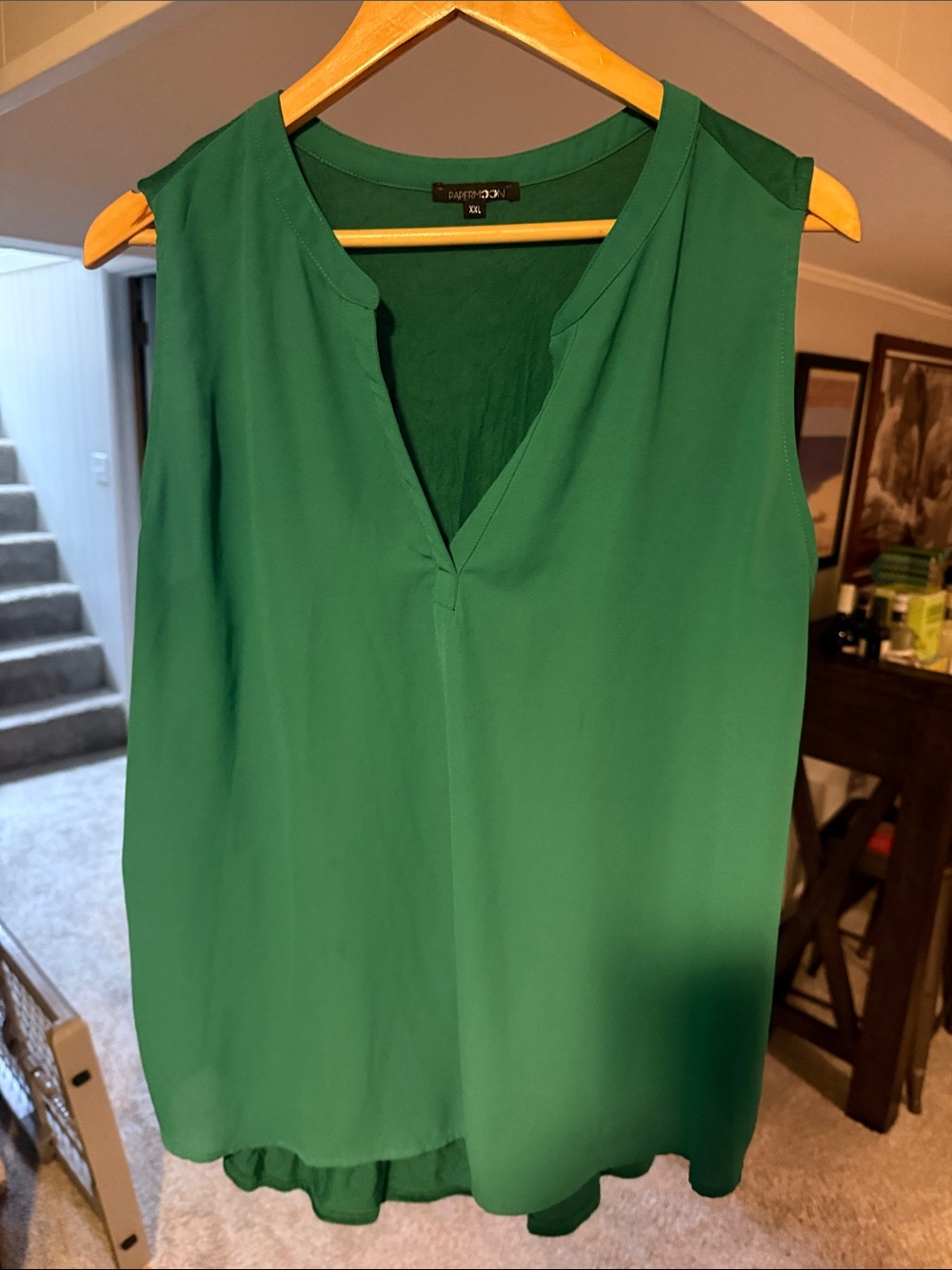 Papermoon Green Sleeveless V-Neck Tank